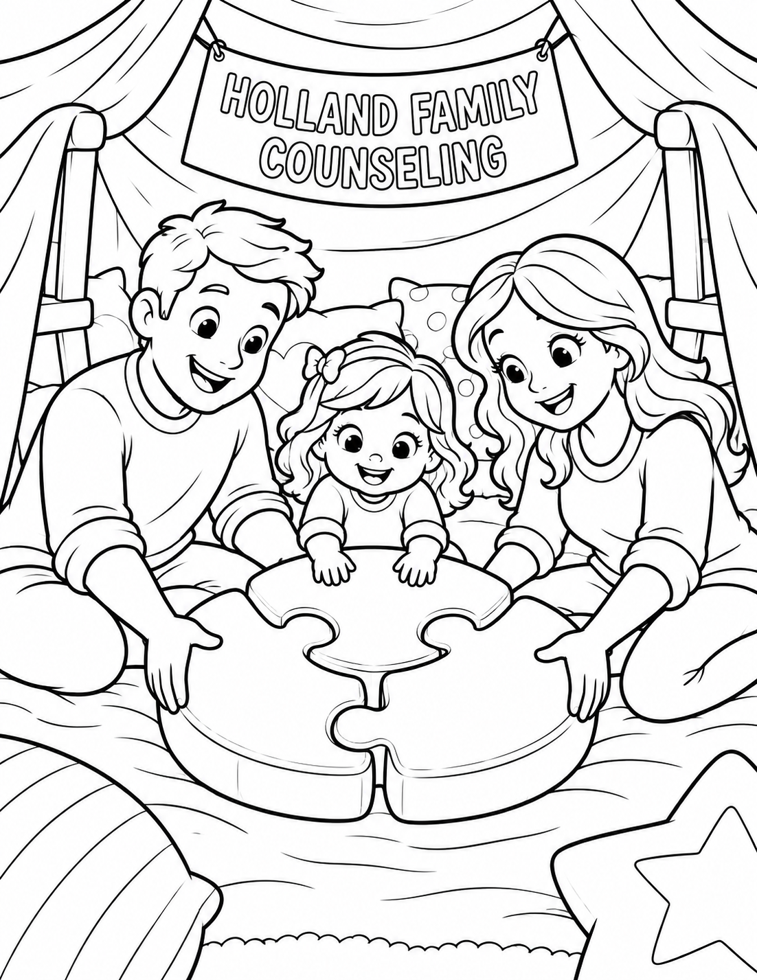 Children connect large puzzle pieces into one friendly circle.