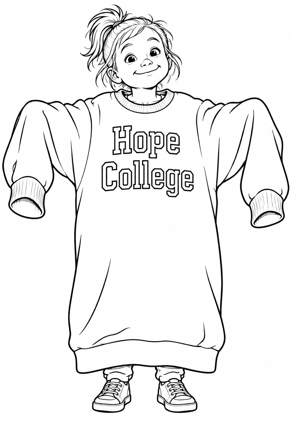 Child nearly disappears inside an enormous college sweatshirt