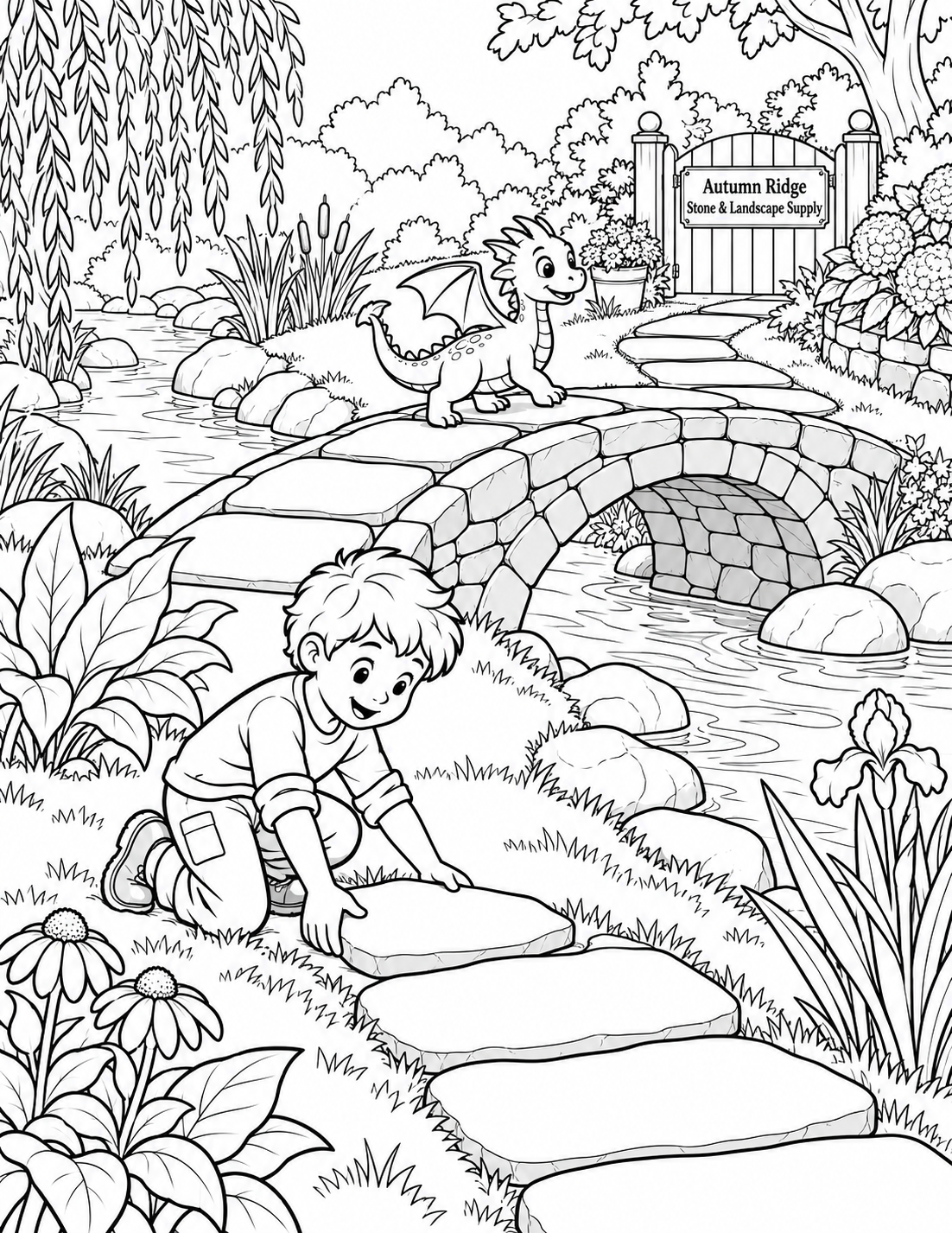 The last paver connects both banks and opens the way to the dragon’s garden nook.