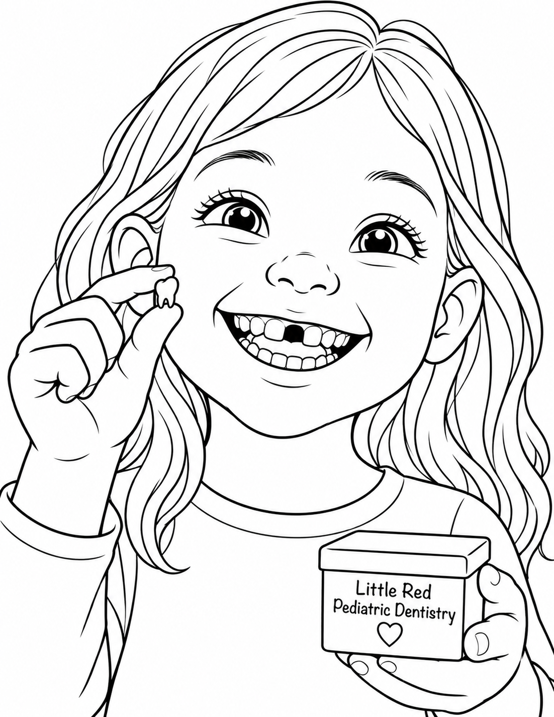 A happy child proudly shows a newly lost baby tooth beside a broad gap-toothed smile.