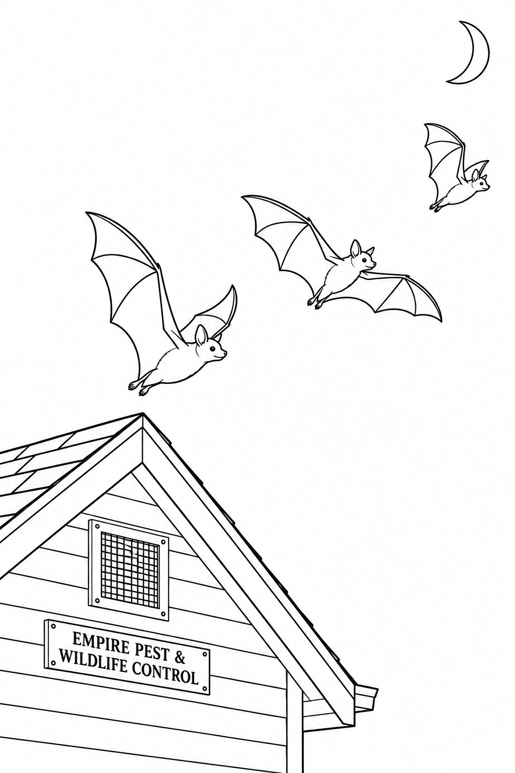 Three natural bats reveal the beautiful scalloped rhythm of successive wingbeats as they leave a protected home behind.