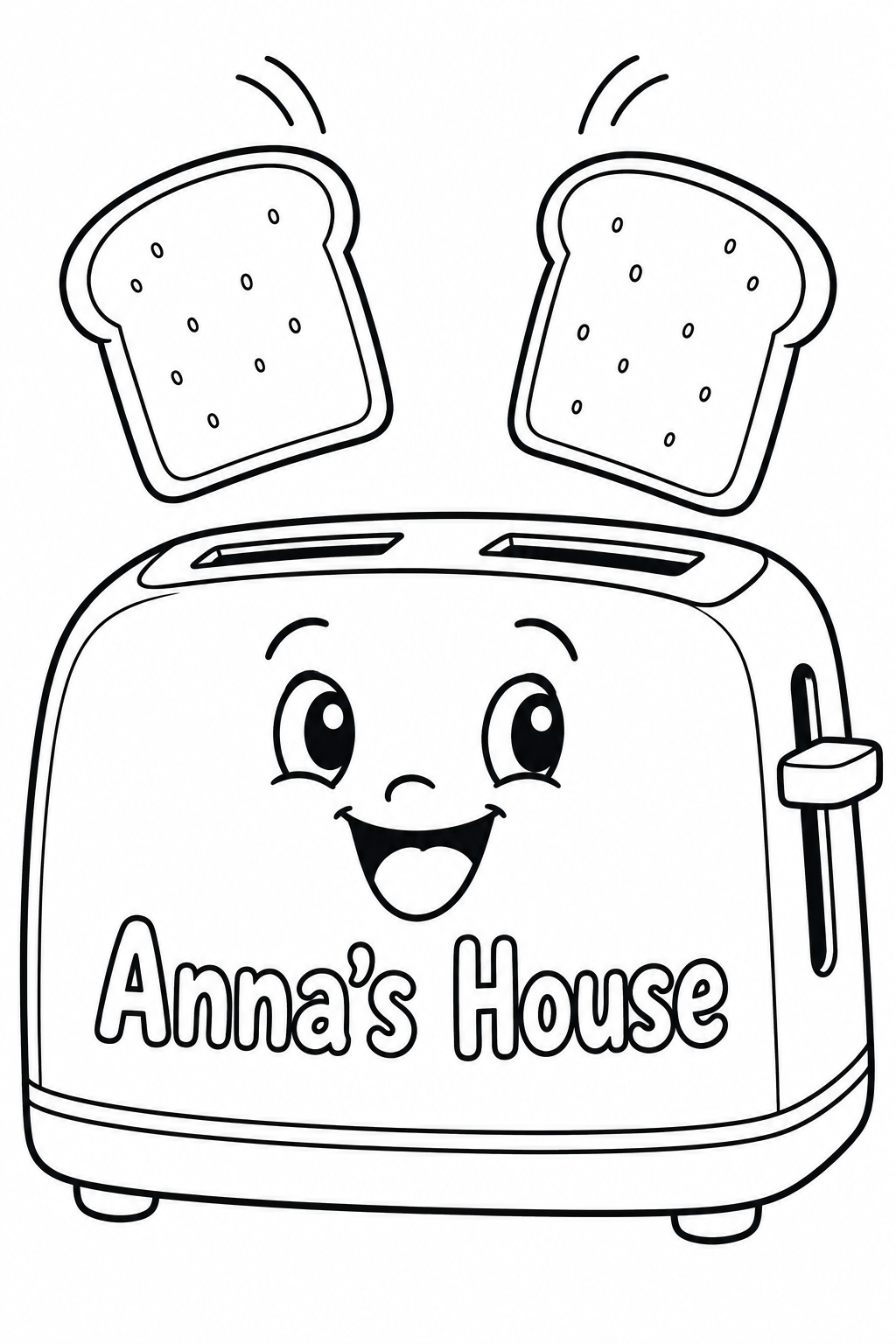 A cheerful oversized vintage toaster pops two thick toast slices into the air like a pair of surprised ears.