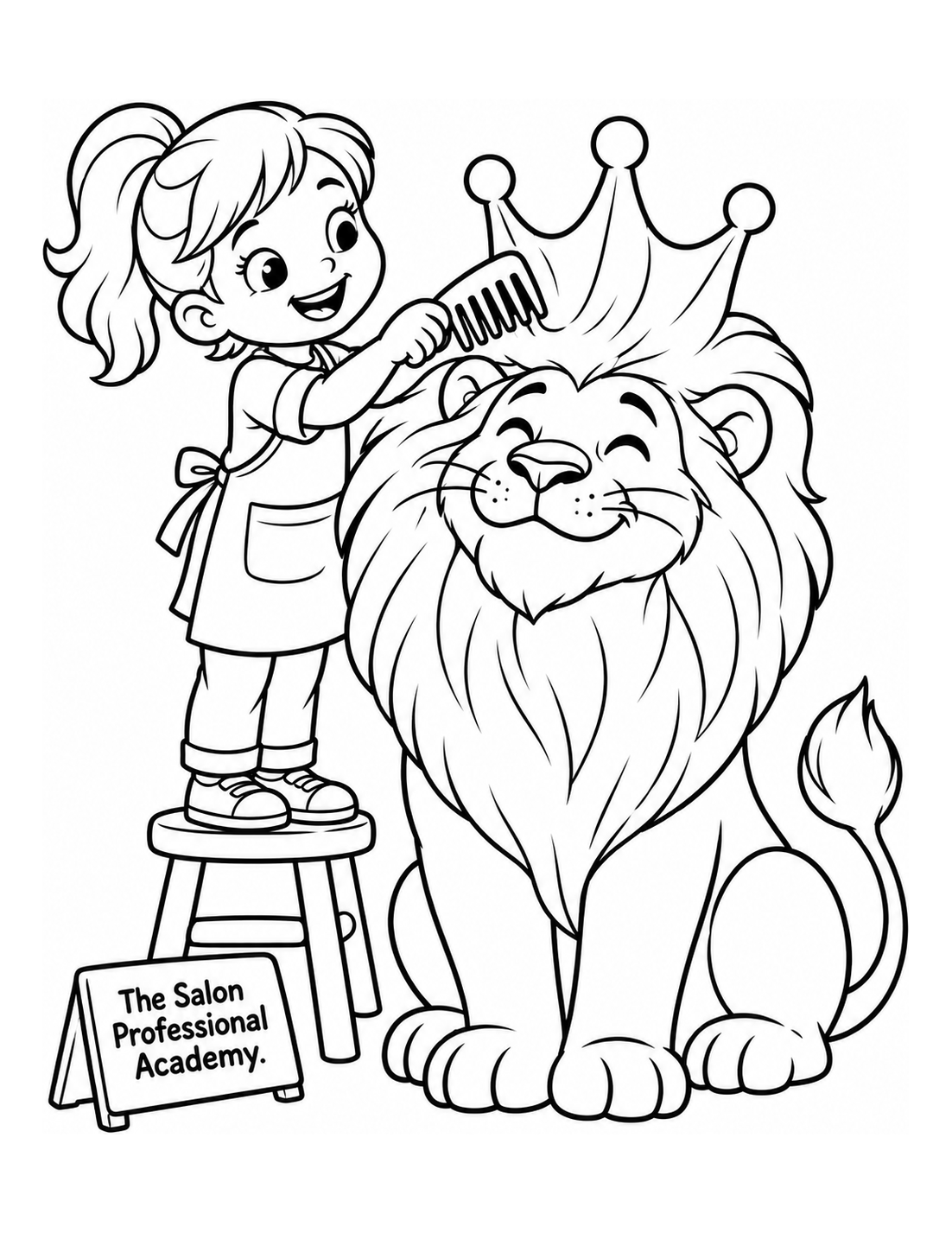 One combed wave of mane curls into a broad crown.
