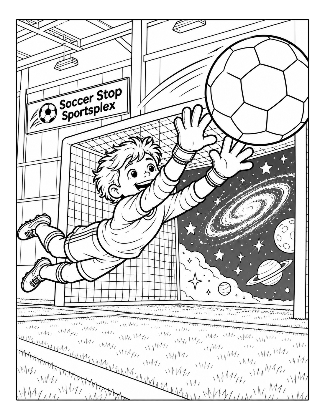 indoor soccer goal becomes a friendly galaxy portal