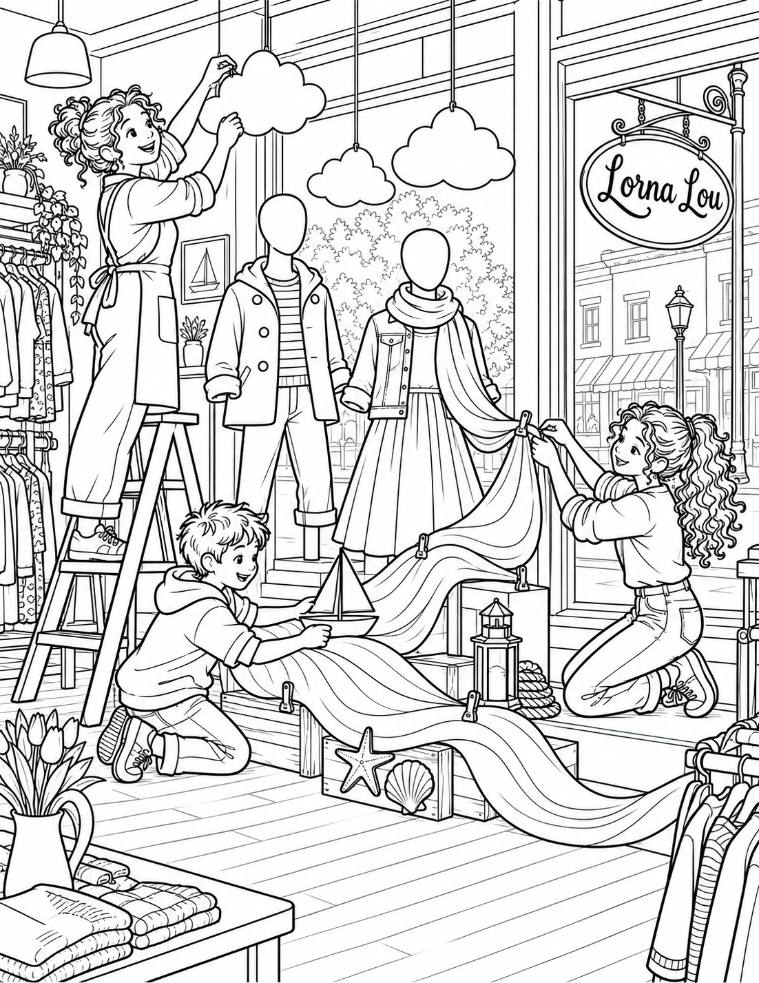 Children turn boutique clothes and accessories into a joyful little theater production.