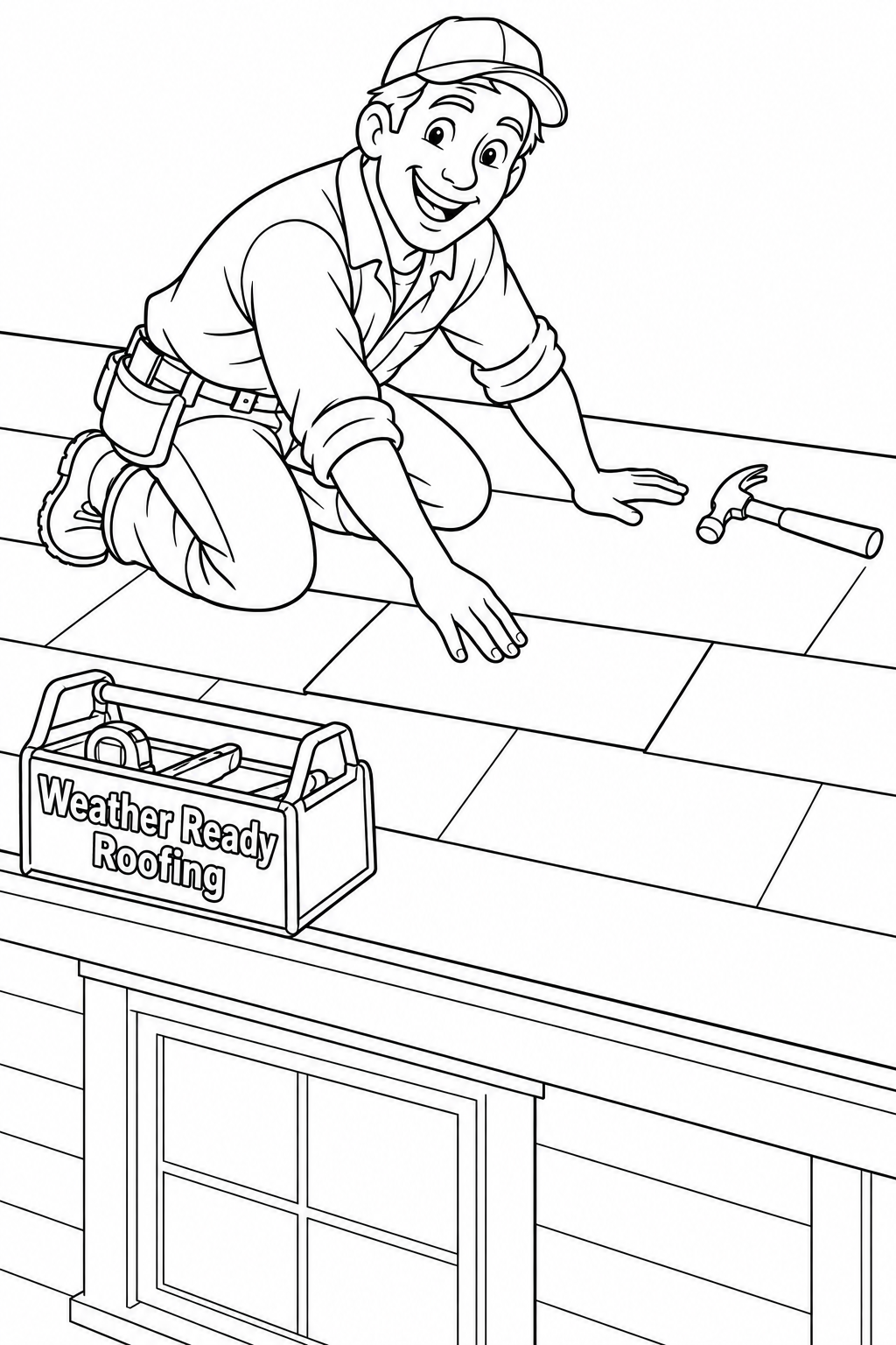 A friendly roofer seats one shingle into a clearly lapped residential roof course.