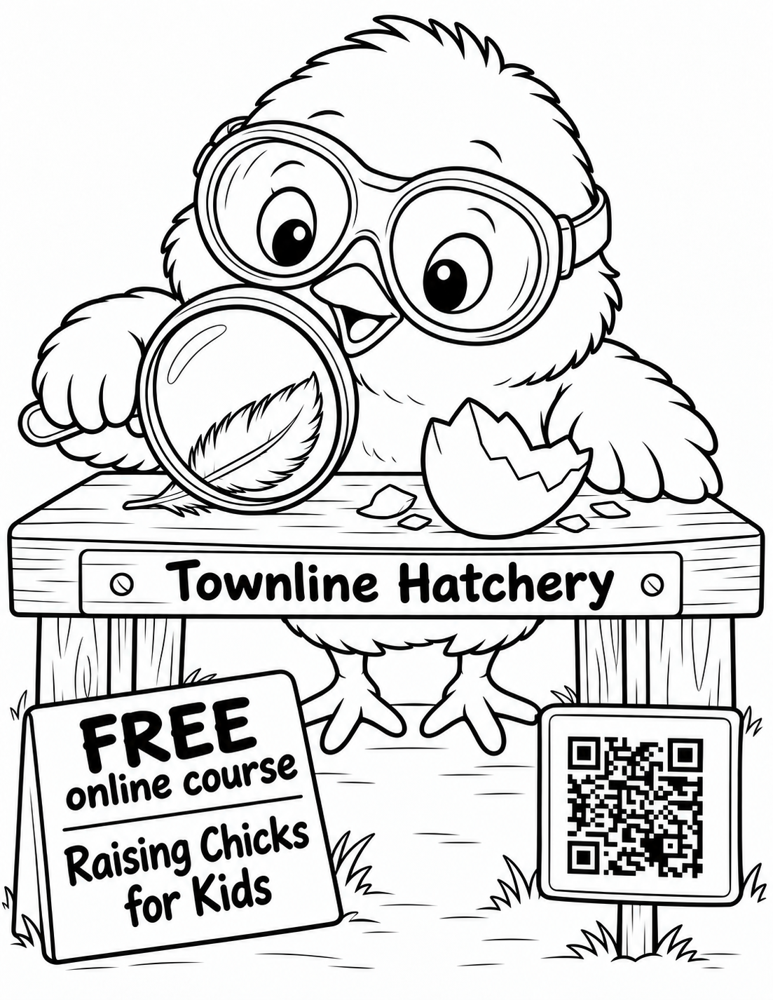 Townline Hatchery black-and-white coloring-page sample
