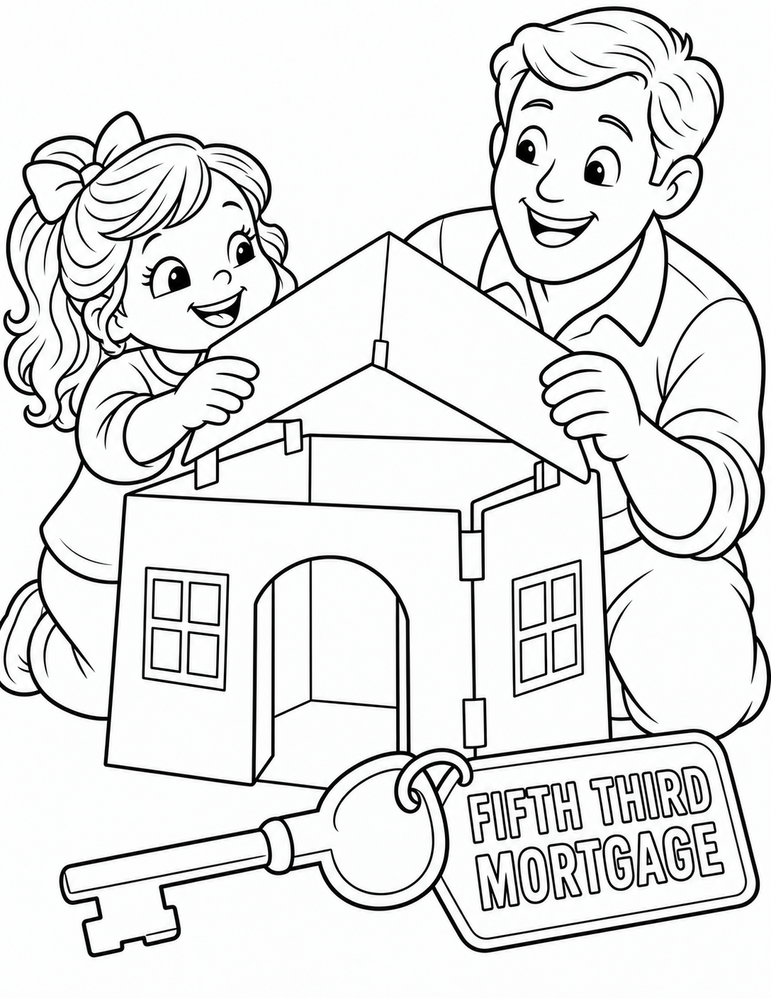 Children fold one enormous sheet of paper into a sturdy little house.