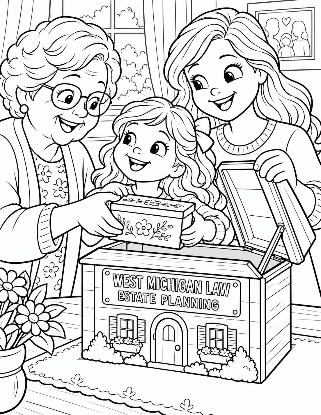 Children work with an attorney to seal treasured keepsakes in a time capsule.