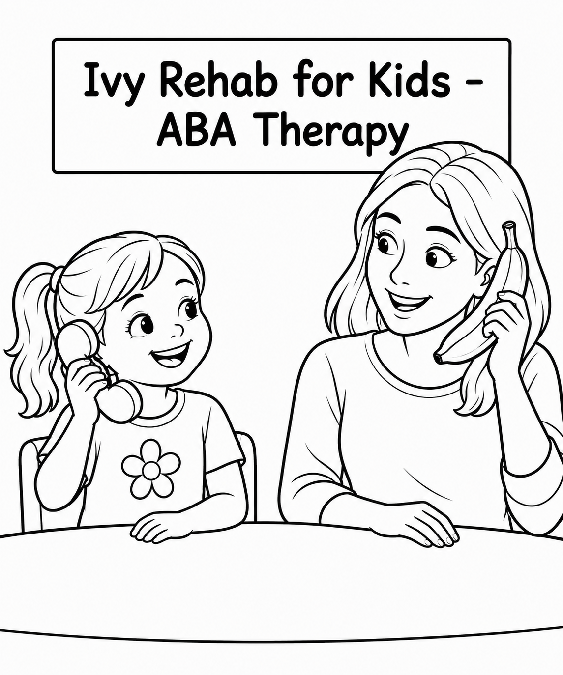 A child calls with a toy telephone while an amused adult caregiver answers with a banana held like a receiver.