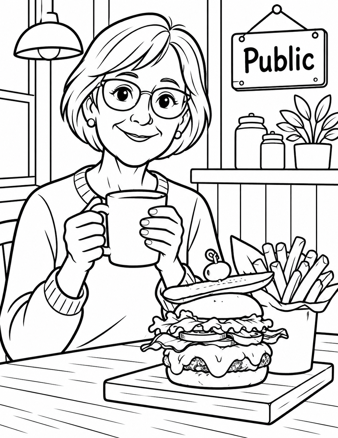 An older adult holds a mug with both hands beside one verified café food item; use a tight portrait so no unverified interior is implied.