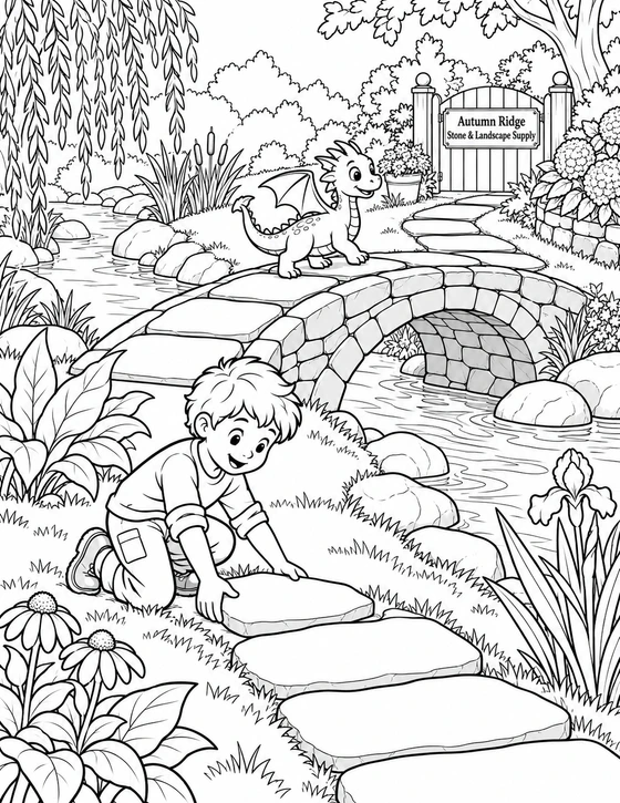 The last paver connects both banks and opens the way to the dragon’s garden nook.