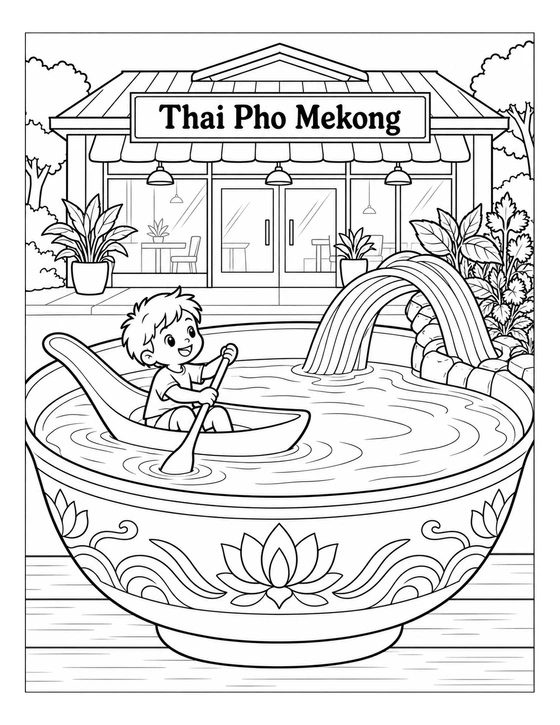 pho noodles rise into a river crossing