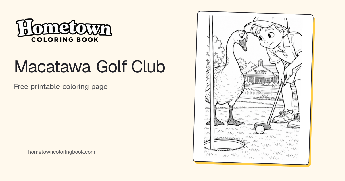 Macatawa Golf Club — Free Coloring Page | Hometown Coloring Book